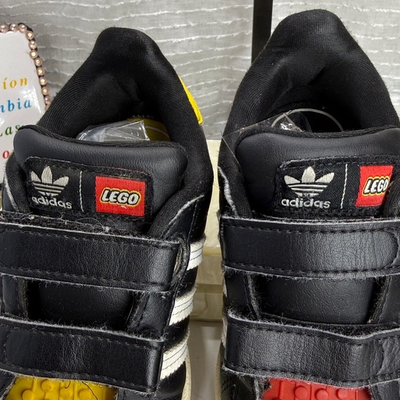 (E4)Adidas Lego Superstar Toddler SneakersLimited Edition Yellow and Red, Sz 7K - Picture 4 of 12